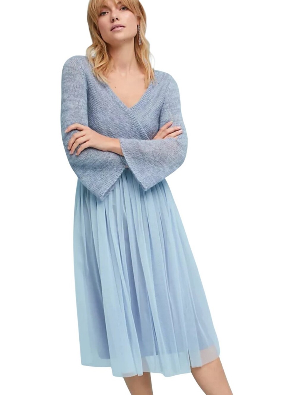 Anthropologieโ Maeve Layered Arabesque Blue Midi Dress Size Small